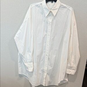 H&M Oversized White Casual Button-Down Shirt